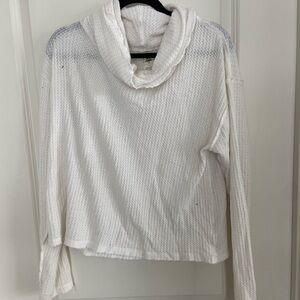 White Free People cowl neck sweater